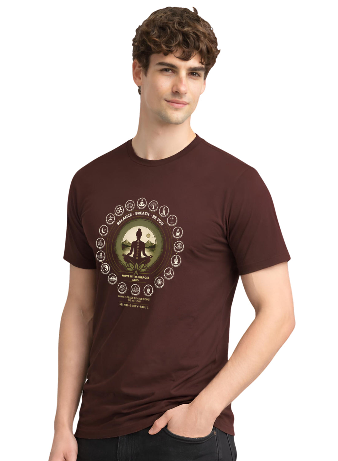 ADRO Yoga T-Shirt for Men | Mandala Printed Cotton Tshirt | Regular Fit Casual T-Shirts | Premium Summer Tshirts