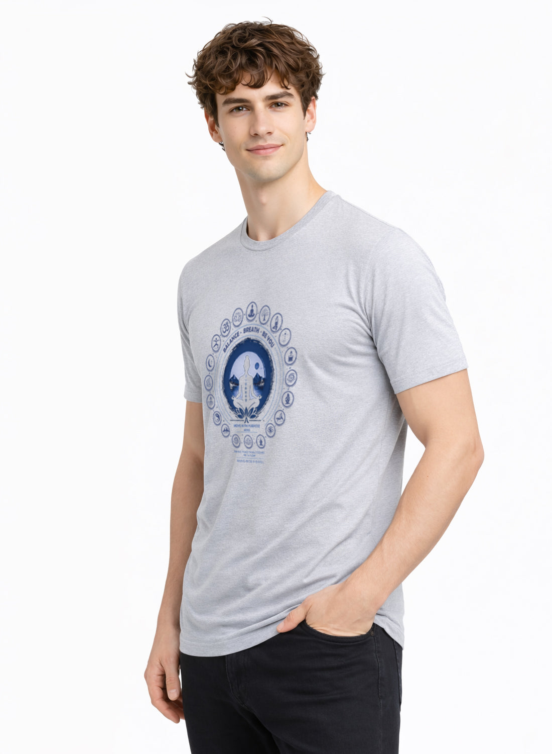 ADRO Yoga T-Shirt for Men | Mandala Printed Cotton Tshirt | Regular Fit Casual T-Shirts | Premium Summer Tshirts