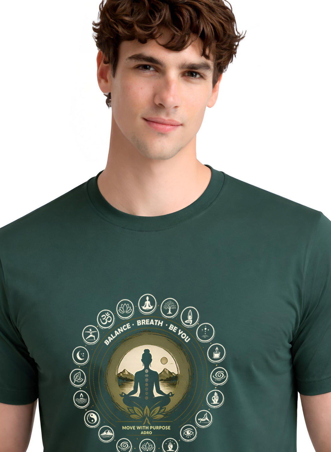 ADRO Yoga T-Shirt for Men | Mandala Printed Cotton Tshirt | Regular Fit Casual T-Shirts | Premium Summer Tshirts