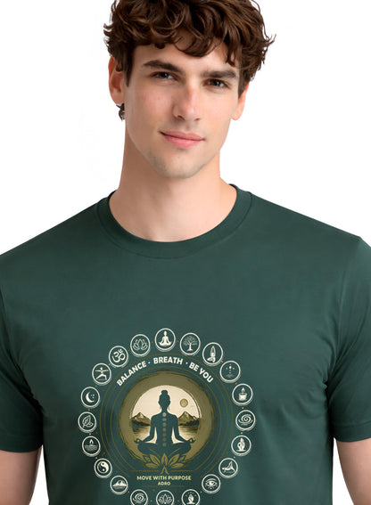 ADRO Yoga T-Shirt for Men | Mandala Printed Cotton Tshirt | Regular Fit Casual T-Shirts | Premium Summer Tshirts