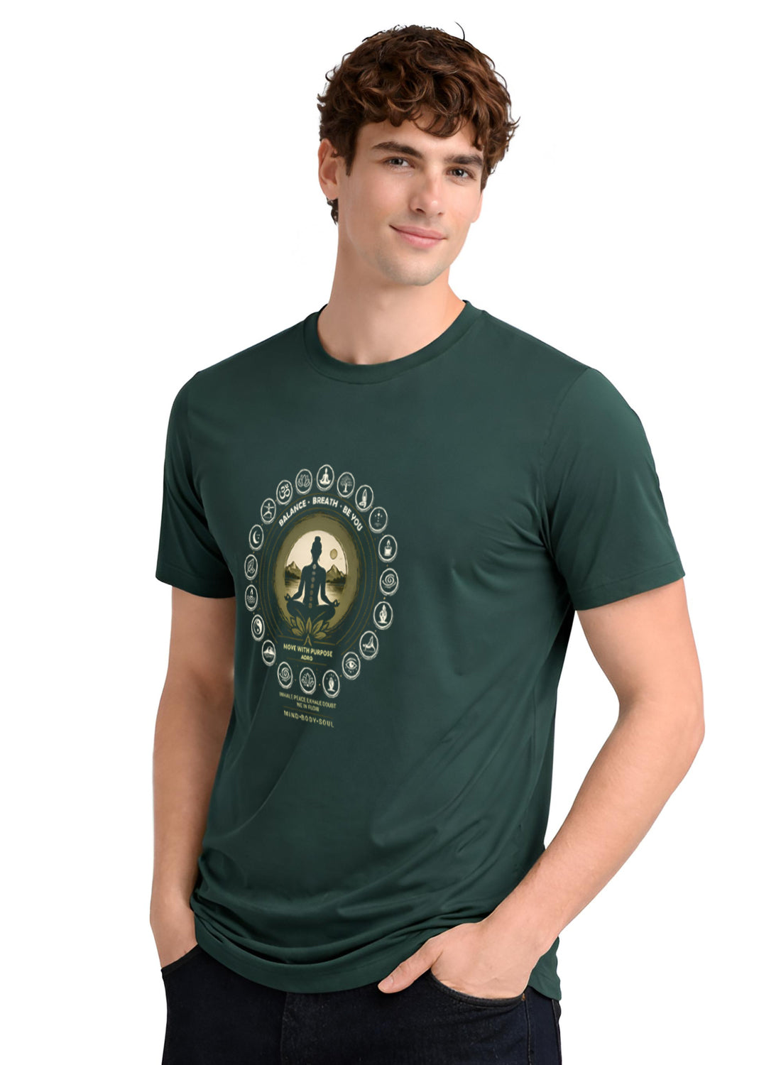 ADRO Yoga T-Shirt for Men | Mandala Printed Cotton Tshirt | Regular Fit Casual T-Shirts | Premium Summer Tshirts