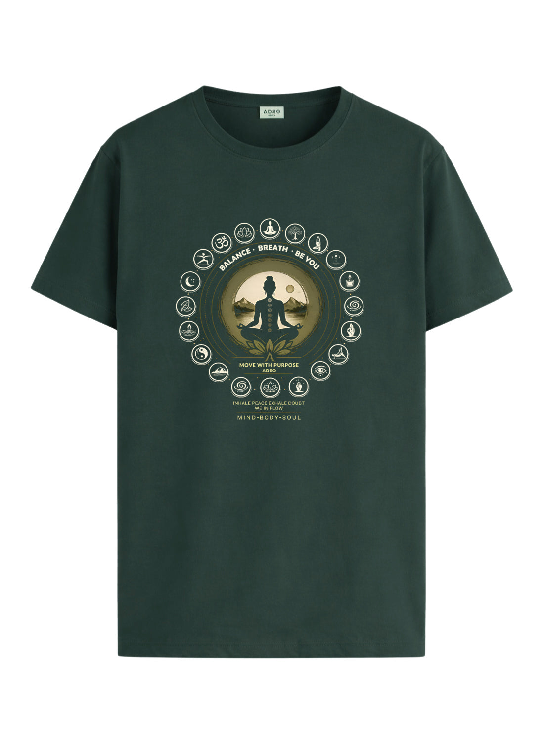 ADRO Yoga T-Shirt for Men | Mandala Printed Cotton Tshirt | Regular Fit Casual T-Shirts | Premium Summer Tshirts