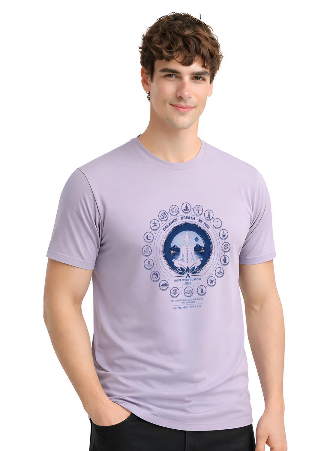 ADRO Yoga T-Shirt for Men | Mandala Printed Cotton Tshirt | Regular Fit Casual T-Shirts | Premium Summer Tshirts