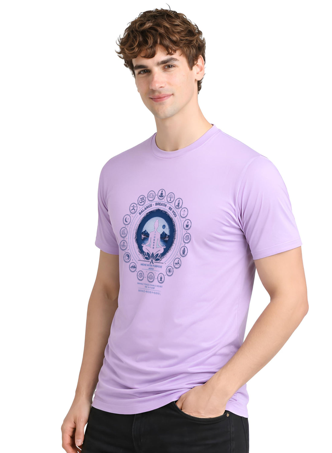 ADRO Yoga T-Shirt for Men | Mandala Printed Cotton Tshirt | Regular Fit Casual T-Shirts | Premium Summer Tshirts