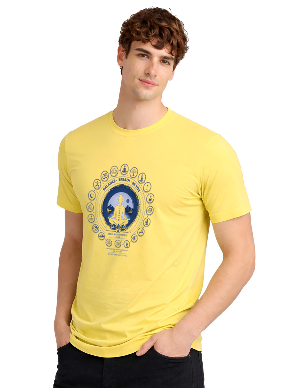 ADRO Yoga T-Shirt for Men | Mandala Printed Cotton Tshirt | Regular Fit Casual T-Shirts | Premium Summer Tshirts