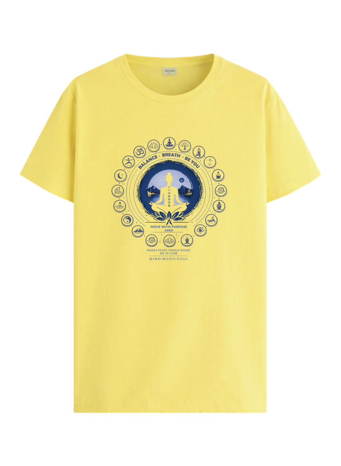 ADRO Yoga T-Shirt for Men | Mandala Printed Cotton Tshirt | Regular Fit Casual T-Shirts | Premium Summer Tshirts