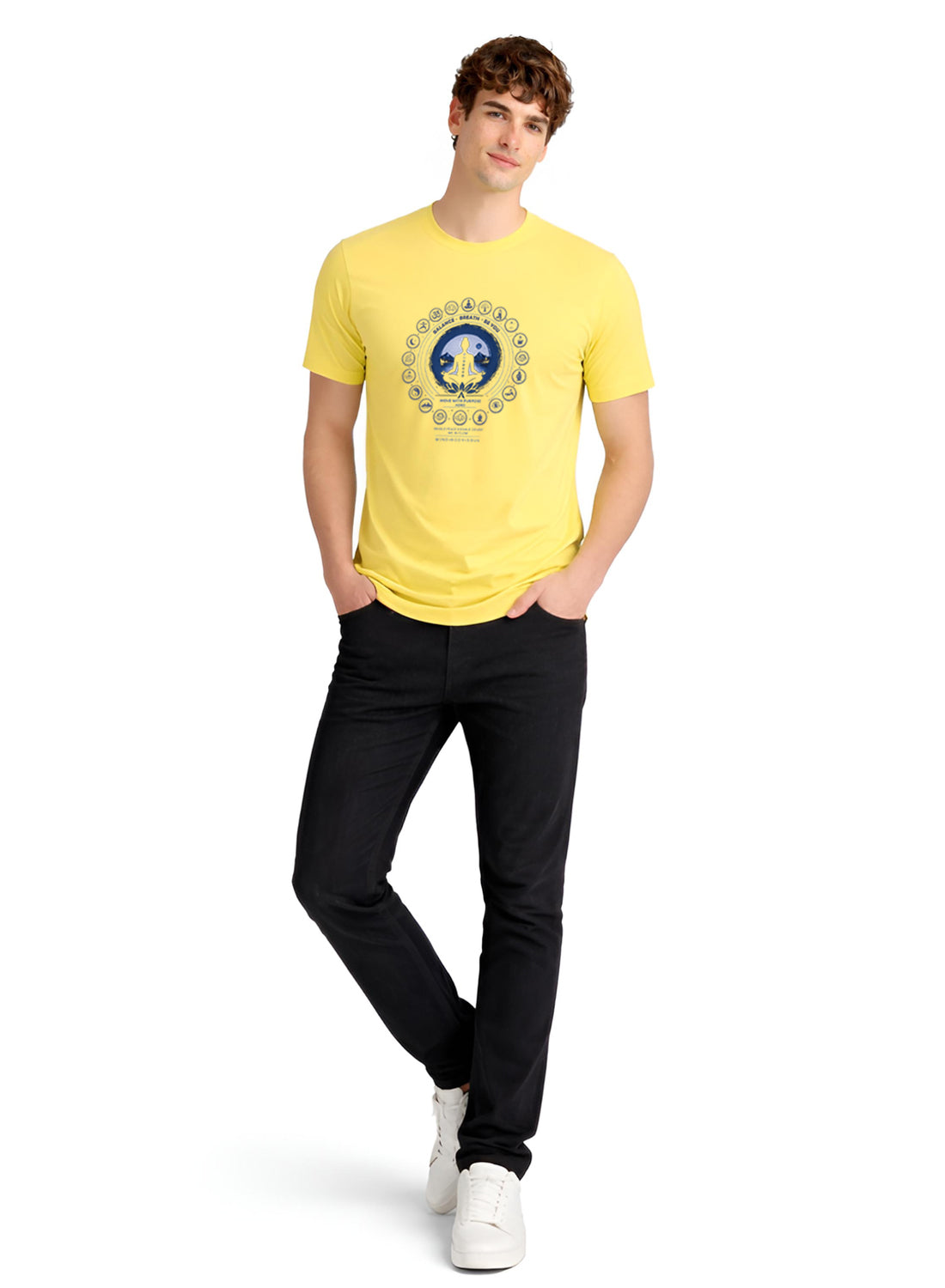 ADRO Yoga T-Shirt for Men | Mandala Printed Cotton Tshirt | Regular Fit Casual T-Shirts | Premium Summer Tshirts