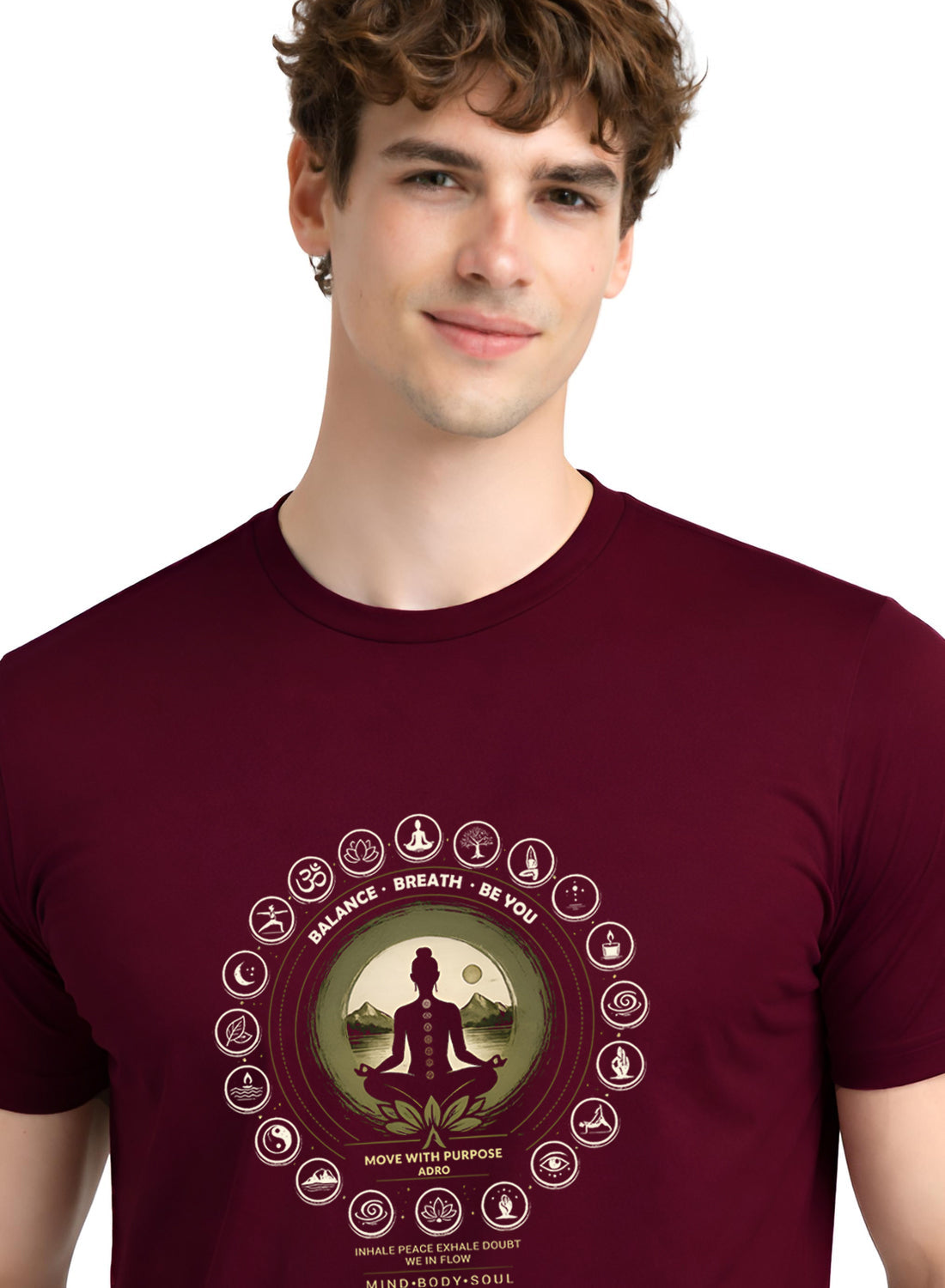 ADRO Yoga T-Shirt for Men | Mandala Printed Cotton Tshirt | Regular Fit Casual T-Shirts | Premium Summer Tshirts