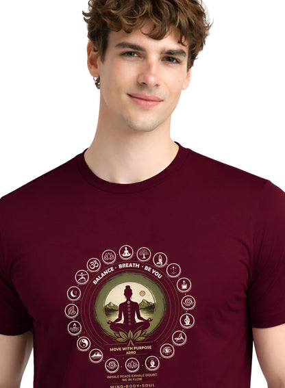ADRO Yoga T-Shirt for Men | Mandala Printed Cotton Tshirt | Regular Fit Casual T-Shirts | Premium Summer Tshirts