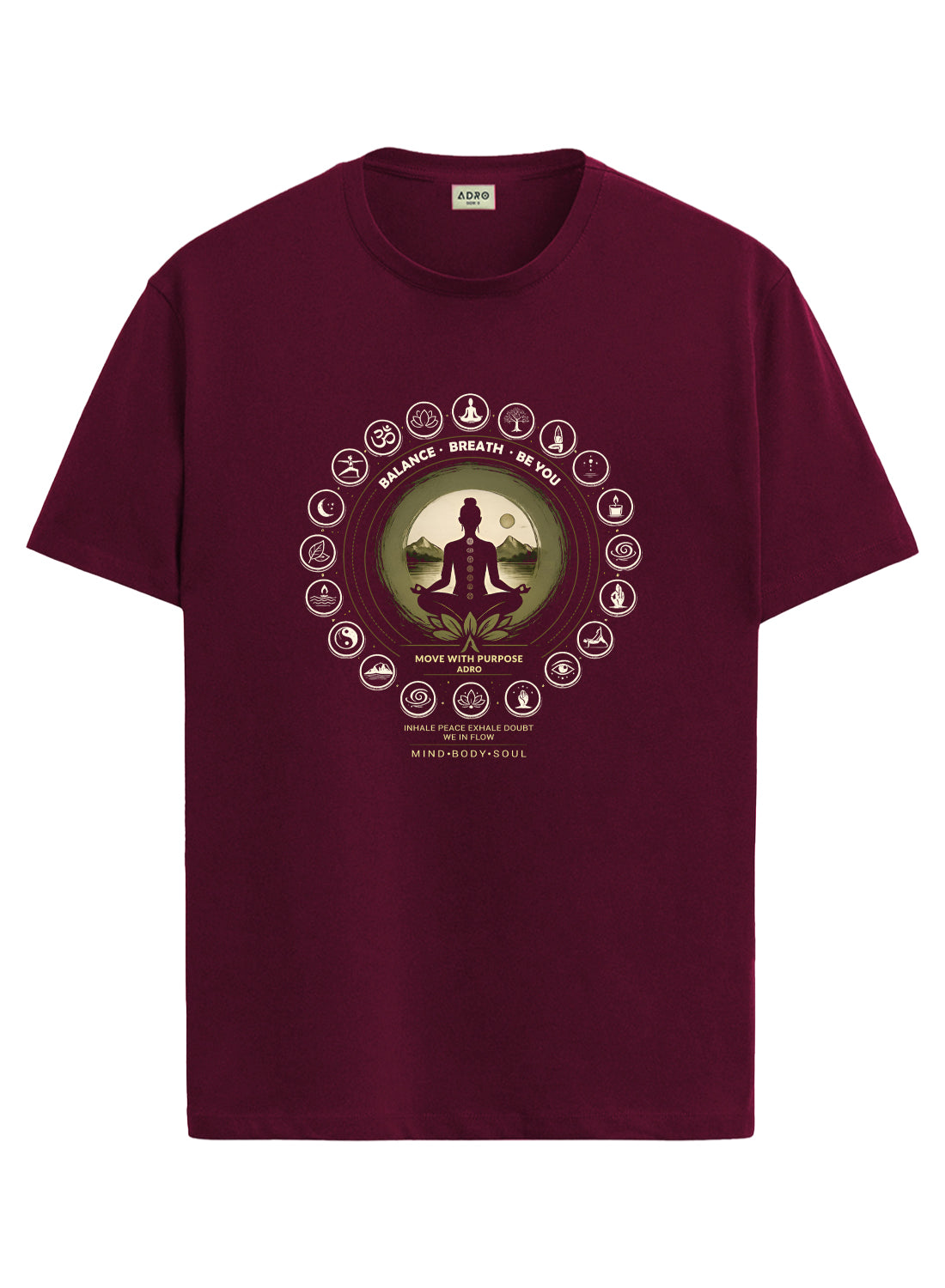 ADRO Yoga T-Shirt for Men | Mandala Printed Cotton Tshirt | Regular Fit Casual T-Shirts | Premium Summer Tshirts