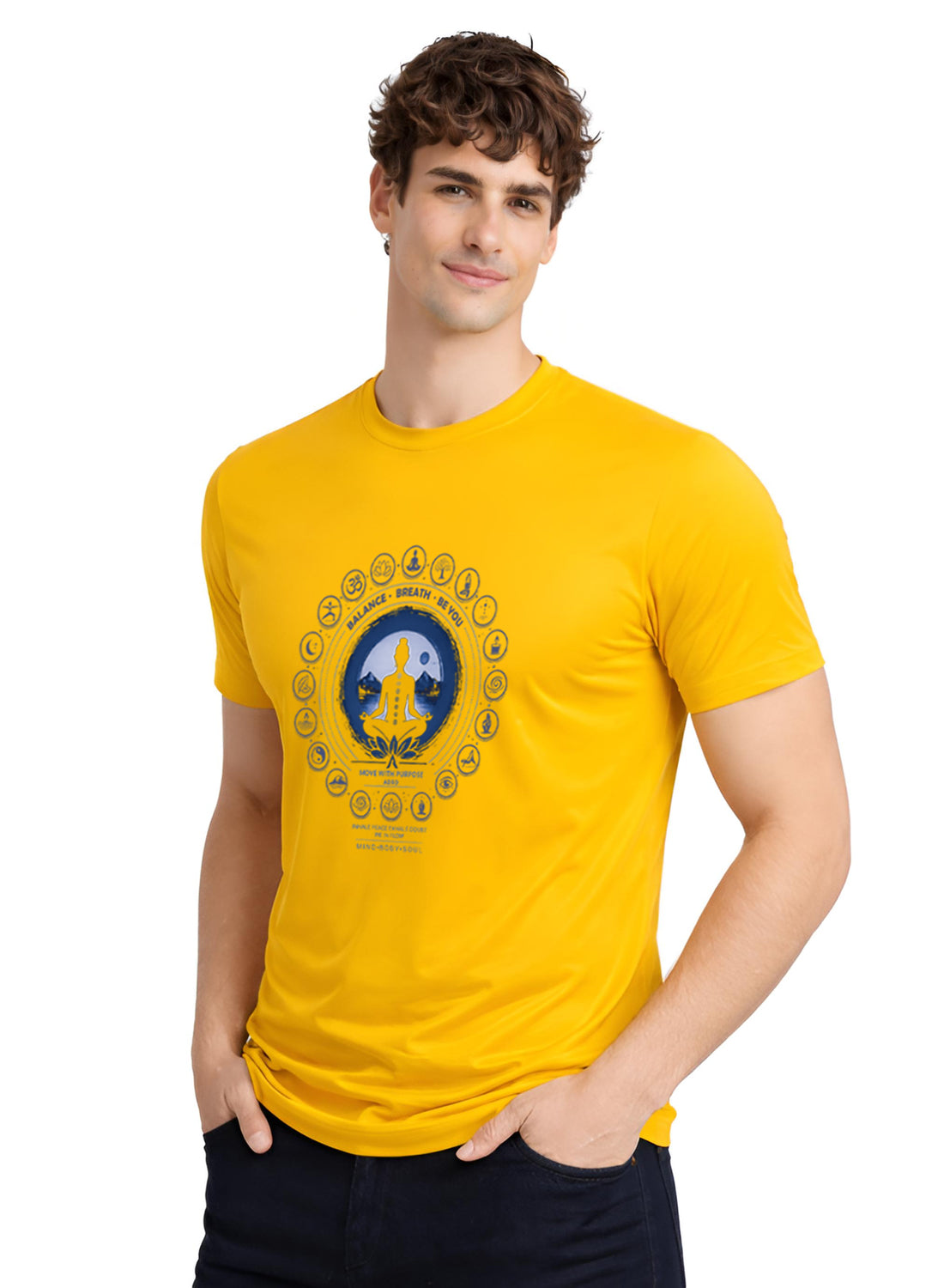 ADRO Yoga T-Shirt for Men | Mandala Printed Cotton Tshirt | Regular Fit Casual T-Shirts | Premium Summer Tshirts
