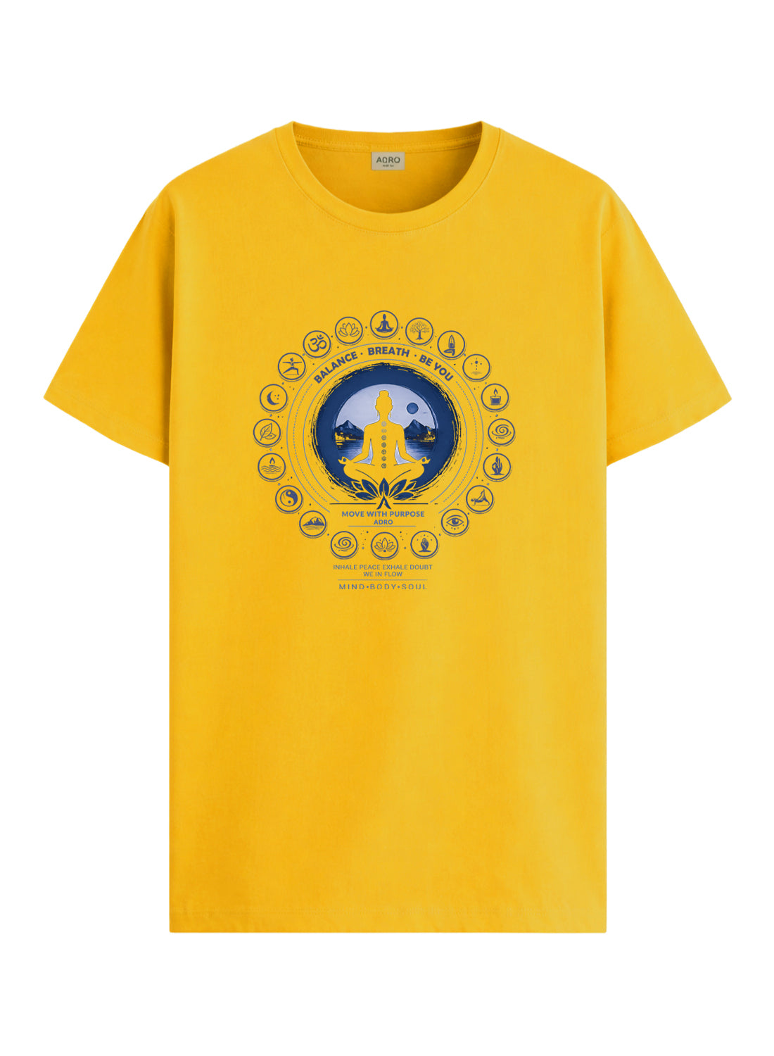 ADRO Yoga T-Shirt for Men | Mandala Printed Cotton Tshirt | Regular Fit Casual T-Shirts | Premium Summer Tshirts