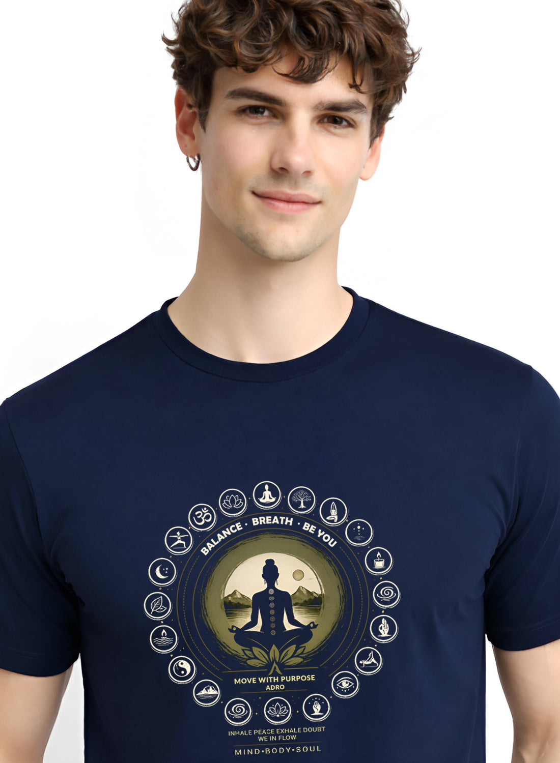 ADRO Yoga T-Shirt for Men | Mandala Printed Cotton Tshirt | Regular Fit Casual T-Shirts | Premium Summer Tshirts