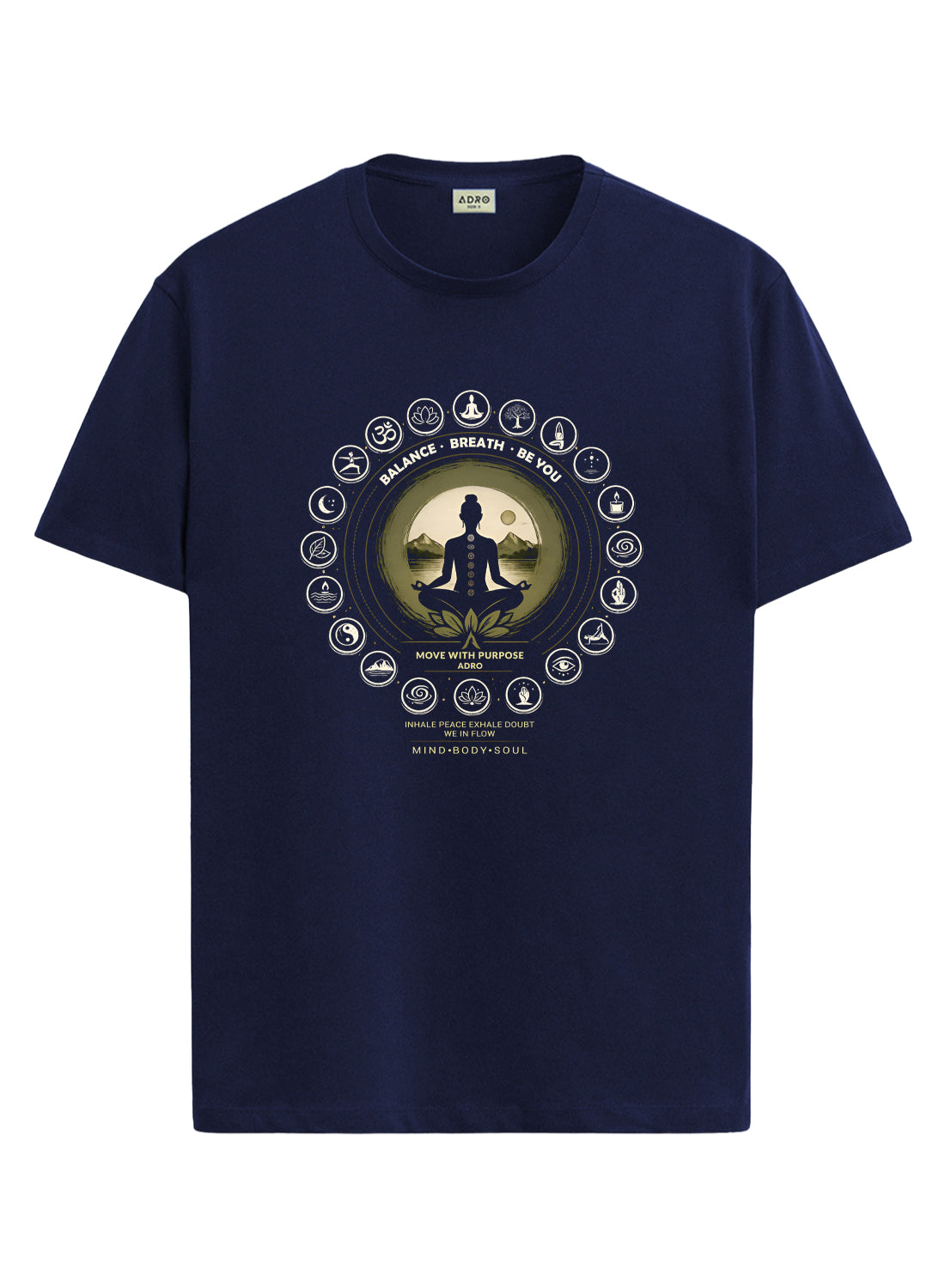 ADRO Yoga T-Shirt for Men | Mandala Printed Cotton Tshirt | Regular Fit Casual T-Shirts | Premium Summer Tshirts
