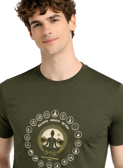 ADRO Yoga T-Shirt for Men | Mandala Printed Cotton Tshirt | Regular Fit Casual T-Shirts | Premium Summer Tshirts