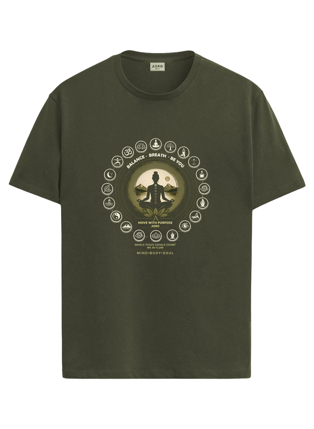 ADRO Yoga T-Shirt for Men | Mandala Printed Cotton Tshirt | Regular Fit Casual T-Shirts | Premium Summer Tshirts