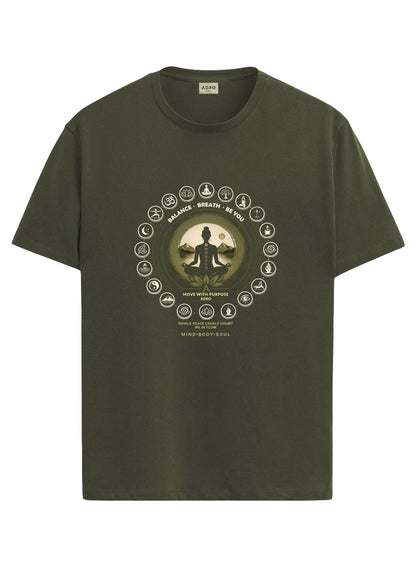 ADRO Yoga T-Shirt for Men | Mandala Printed Cotton Tshirt | Regular Fit Casual T-Shirts | Premium Summer Tshirts