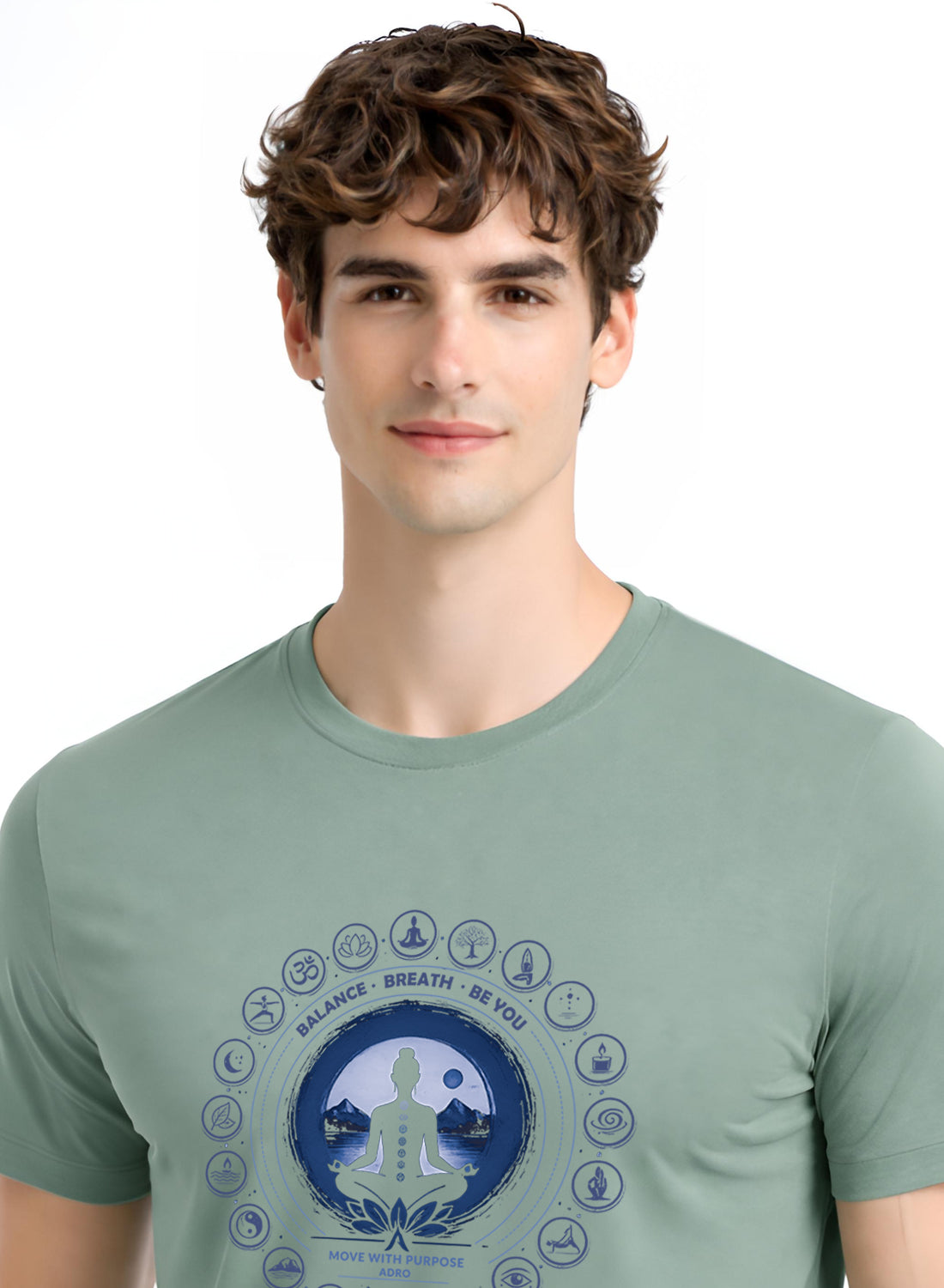 ADRO Yoga T-Shirt for Men | Mandala Printed Cotton Tshirt | Regular Fit Casual T-Shirts | Premium Summer Tshirts