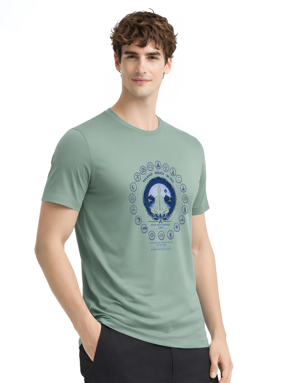 ADRO Yoga T-Shirt for Men | Mandala Printed Cotton Tshirt | Regular Fit Casual T-Shirts | Premium Summer Tshirts