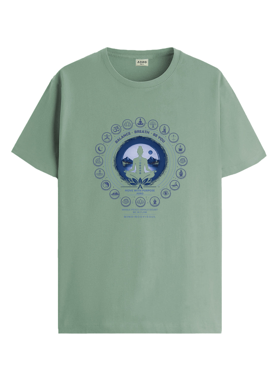 ADRO Yoga T-Shirt for Men | Mandala Printed Cotton Tshirt | Regular Fit Casual T-Shirts | Premium Summer Tshirts