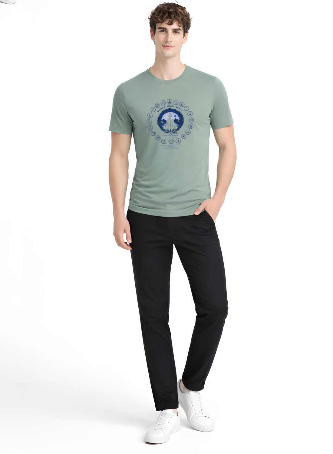 ADRO Yoga T-Shirt for Men | Mandala Printed Cotton Tshirt | Regular Fit Casual T-Shirts | Premium Summer Tshirts
