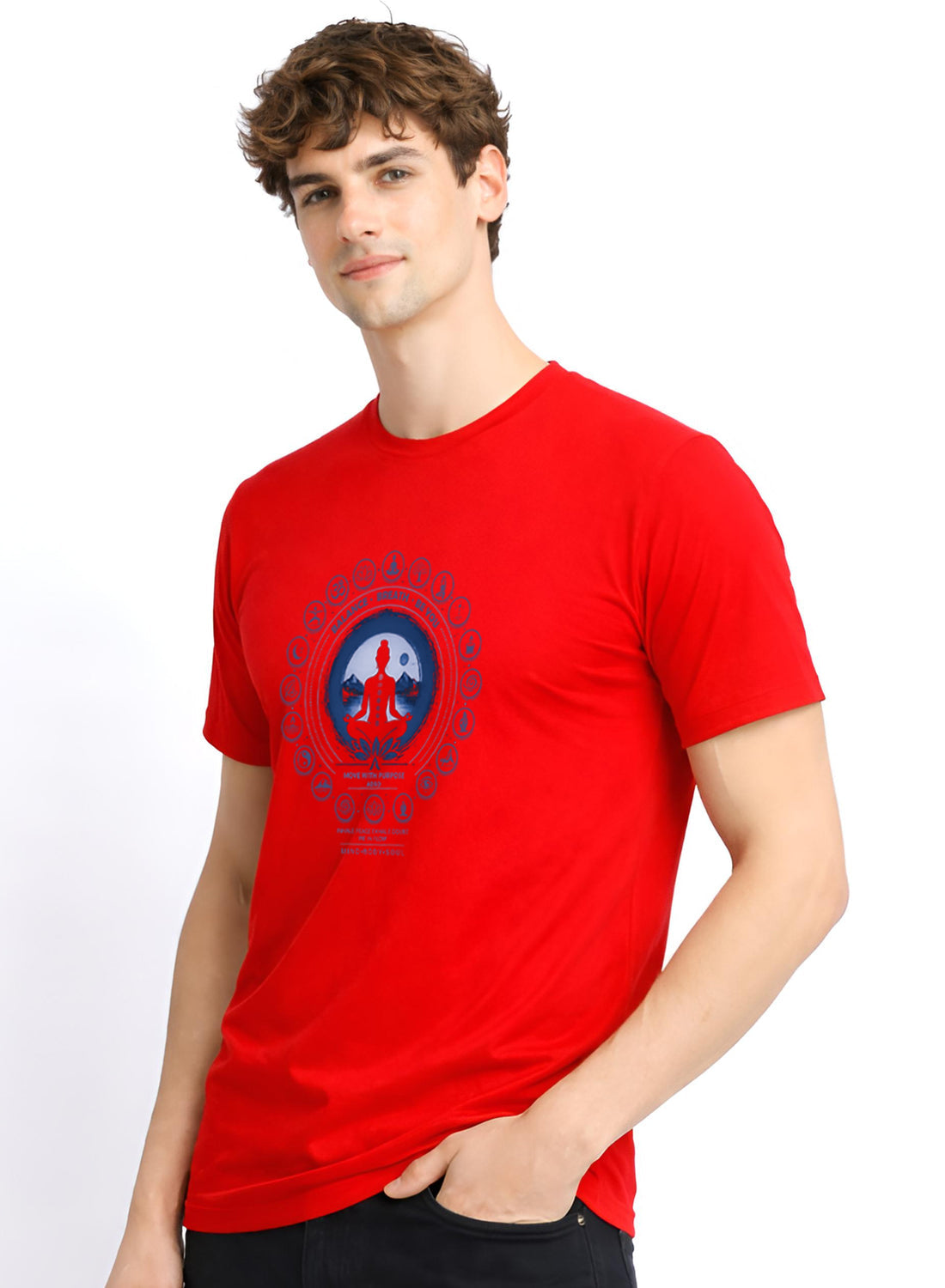 ADRO Yoga T-Shirt for Men | Mandala Printed Cotton Tshirt | Regular Fit Casual T-Shirts | Premium Summer Tshirts