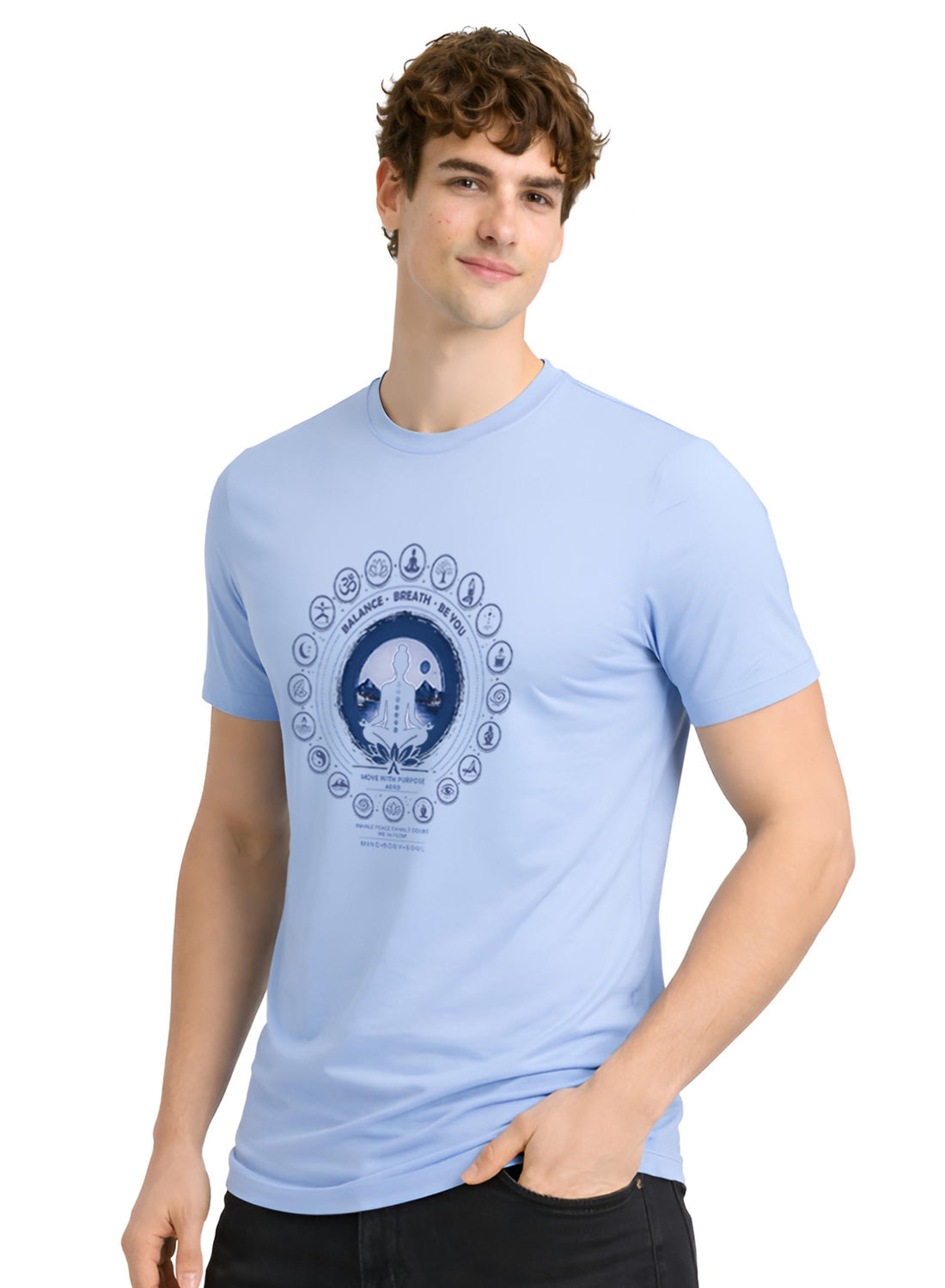 ADRO Yoga T-Shirt for Men | Mandala Printed Cotton Tshirt | Regular Fit Casual T-Shirts | Premium Summer Tshirts