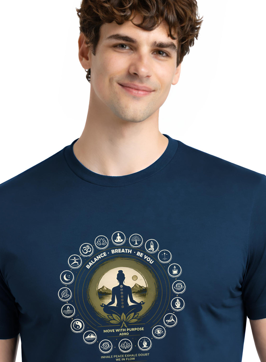 ADRO Yoga T-Shirt for Men | Mandala Printed Cotton Tshirt | Regular Fit Casual T-Shirts | Premium Summer Tshirts