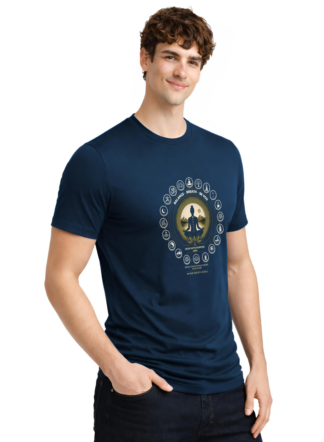 ADRO Yoga T-Shirt for Men | Mandala Printed Cotton Tshirt | Regular Fit Casual T-Shirts | Premium Summer Tshirts