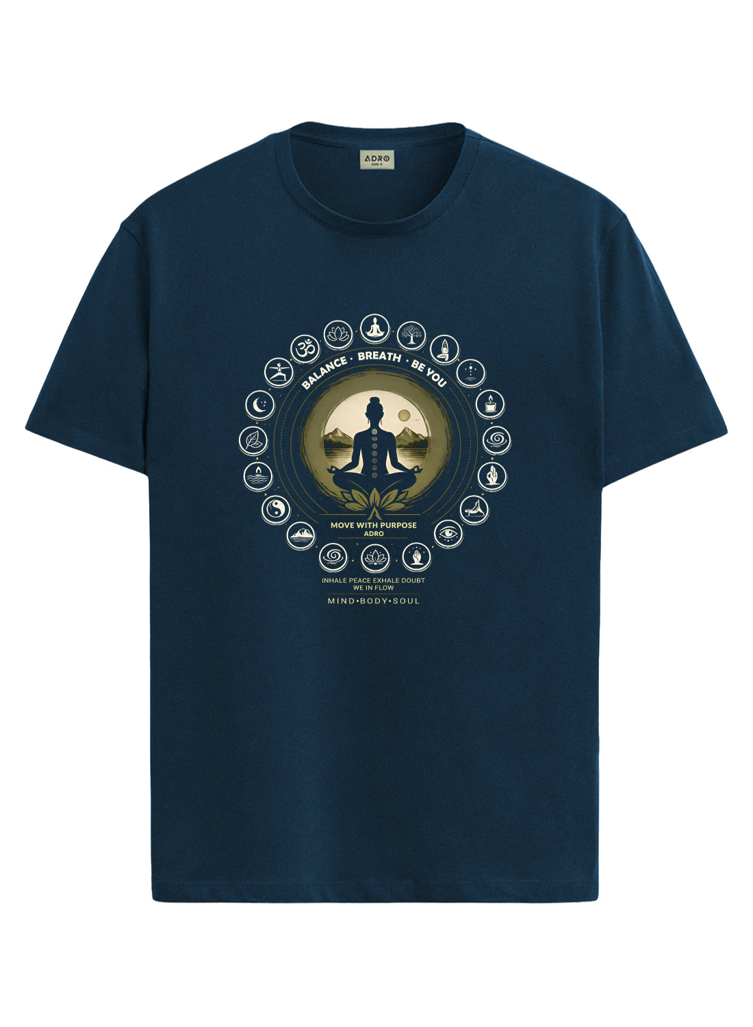 ADRO Yoga T-Shirt for Men | Mandala Printed Cotton Tshirt | Regular Fit Casual T-Shirts | Premium Summer Tshirts