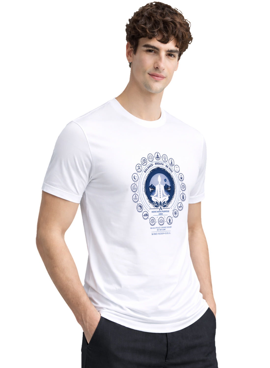 ADRO Yoga T-Shirt for Men | Mandala Printed Cotton Tshirt | Regular Fit Casual T-Shirts | Premium Summer Tshirts