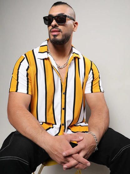 Yellow Striped Casual Shirt