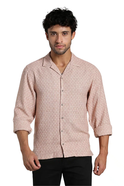 Dusty Rose Jacquard Slim Fit Shirt