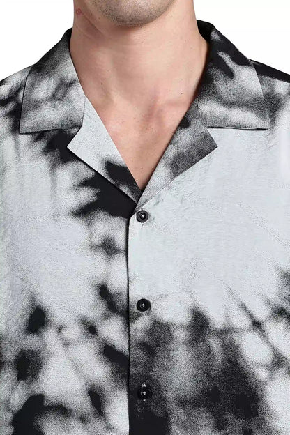 Black And Grey Tie And Dye Slim Fit Shirt