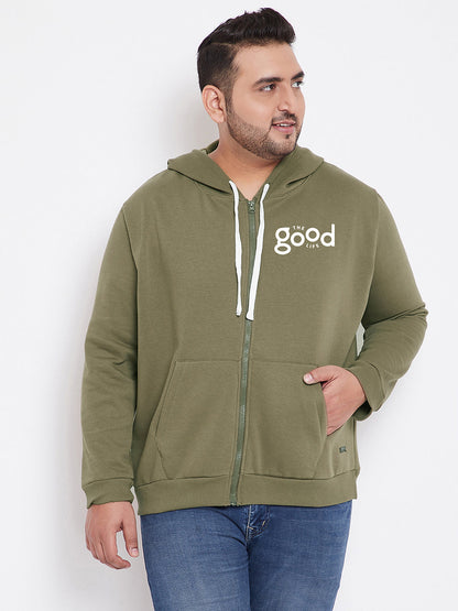 Solid Full Sleeve Hooded Casual Sweatshirt