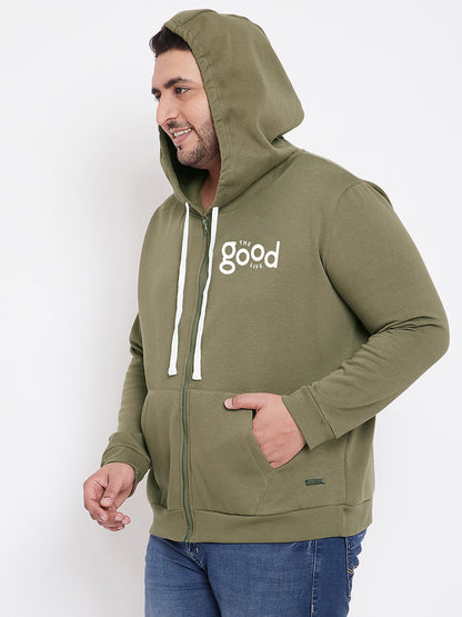 Solid Full Sleeve Hooded Casual Sweatshirt