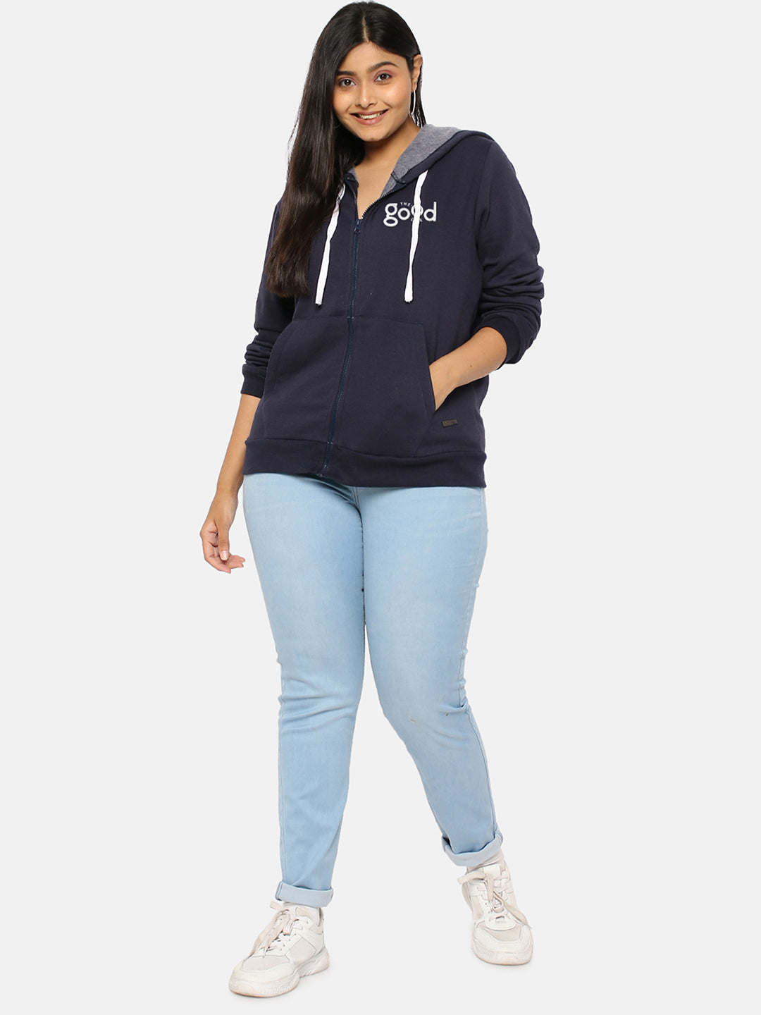Solid Stylish Casual Hooded Sweatshirt