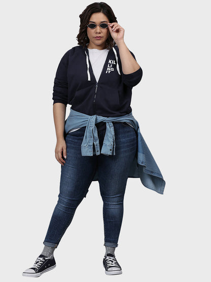 Zipper Hoodie With Print