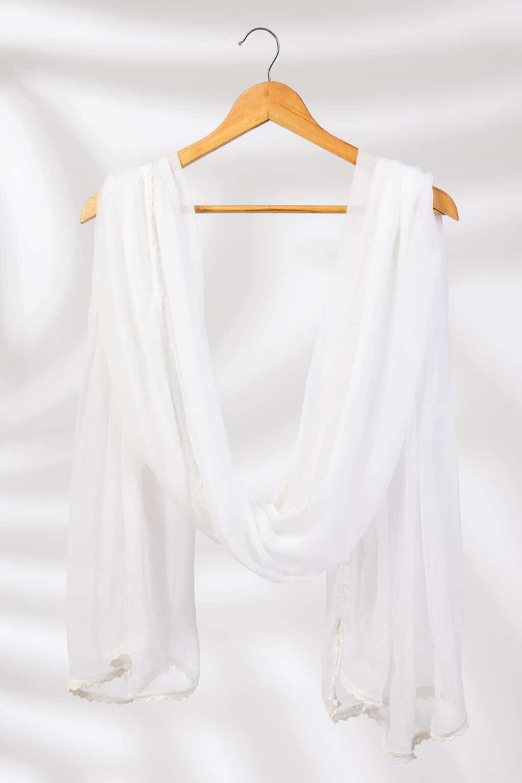 Solid White Viscose Chiffon Dupatta