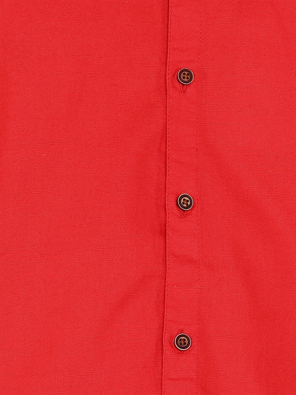 Kuons Avenue Men’s Salmon Pink Linen Cotton Indo-Western Casual Shirt