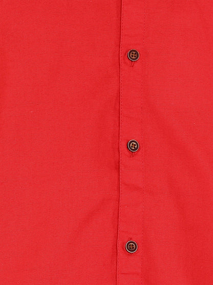Kuons Avenue Men’s Salmon Pink Linen Cotton Indo-Western Casual Shirt