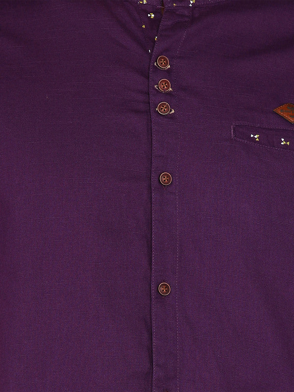 Kuons Avenue Men’s Mulberry Linen Cotton Indo-Western Casual Shirt