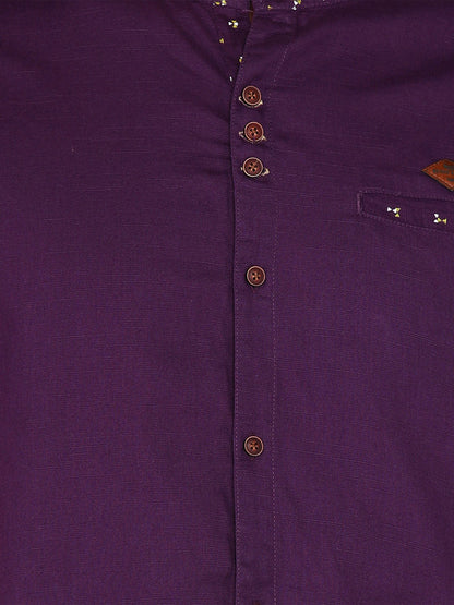 Kuons Avenue Men’s Mulberry Linen Cotton Indo-Western Casual Shirt