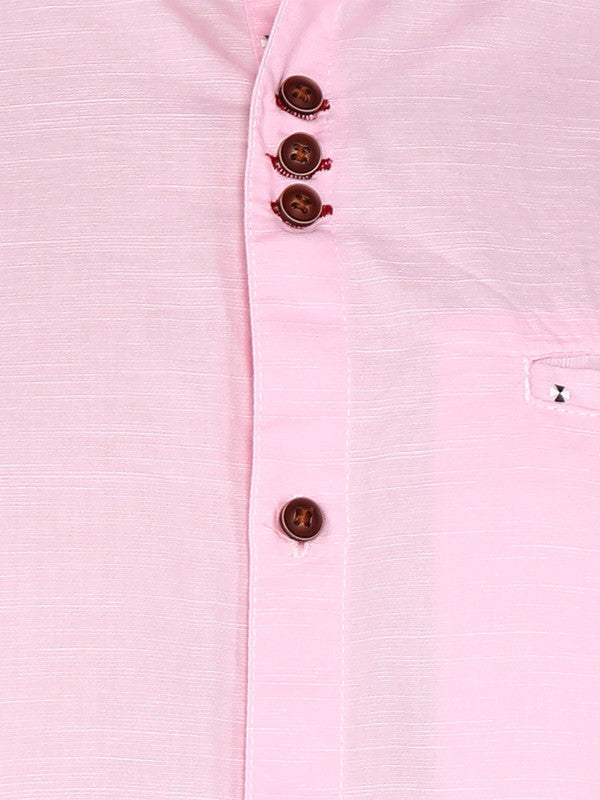 Kuons Avenue Men’s Baby Pink Linen Cotton Indo-Western Casual Shirt