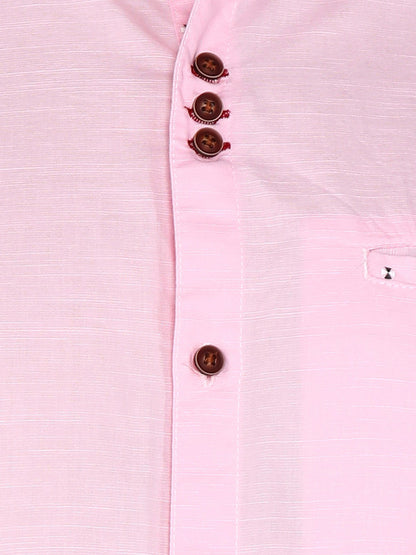 Kuons Avenue Men’s Baby Pink Linen Cotton Indo-Western Casual Shirt