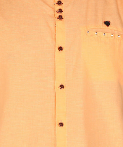 Kuons Avenue Men's Linen Cotton Indowestern Shirt - Peach