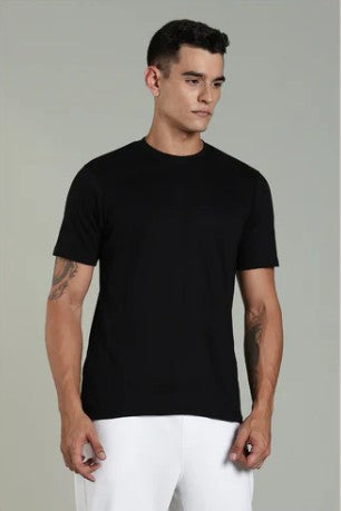 Funny Tales Solid Black T-shirt for Men