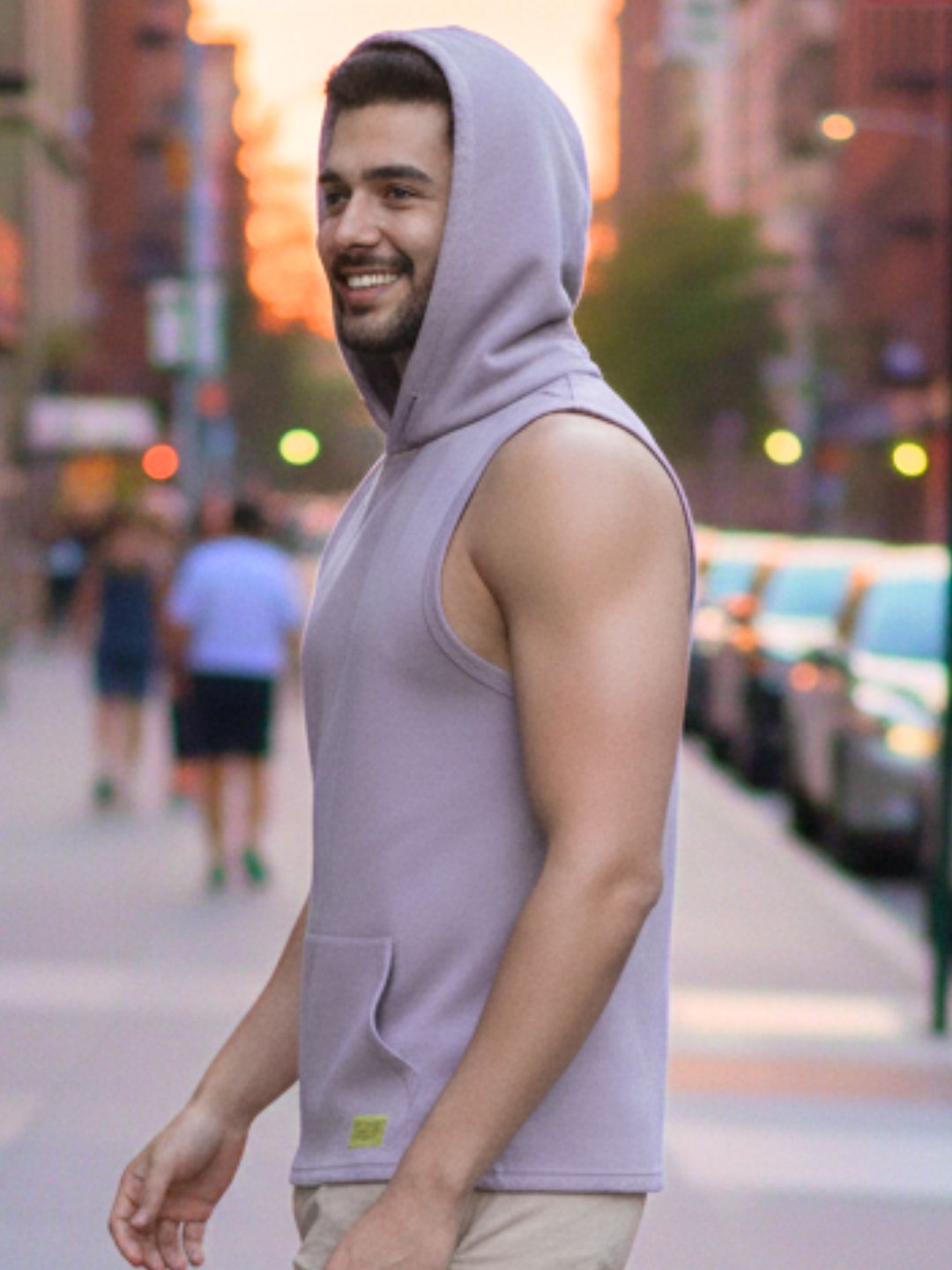 Plus Size Kangaroo Pocket Mens Black and Maroon Sleeveless Hooded T-Shirt Vest-Pack of 2