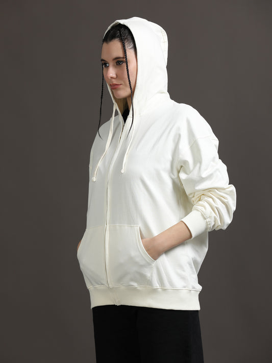 Women's Off White Graphic Print Oversized Sweatshirt