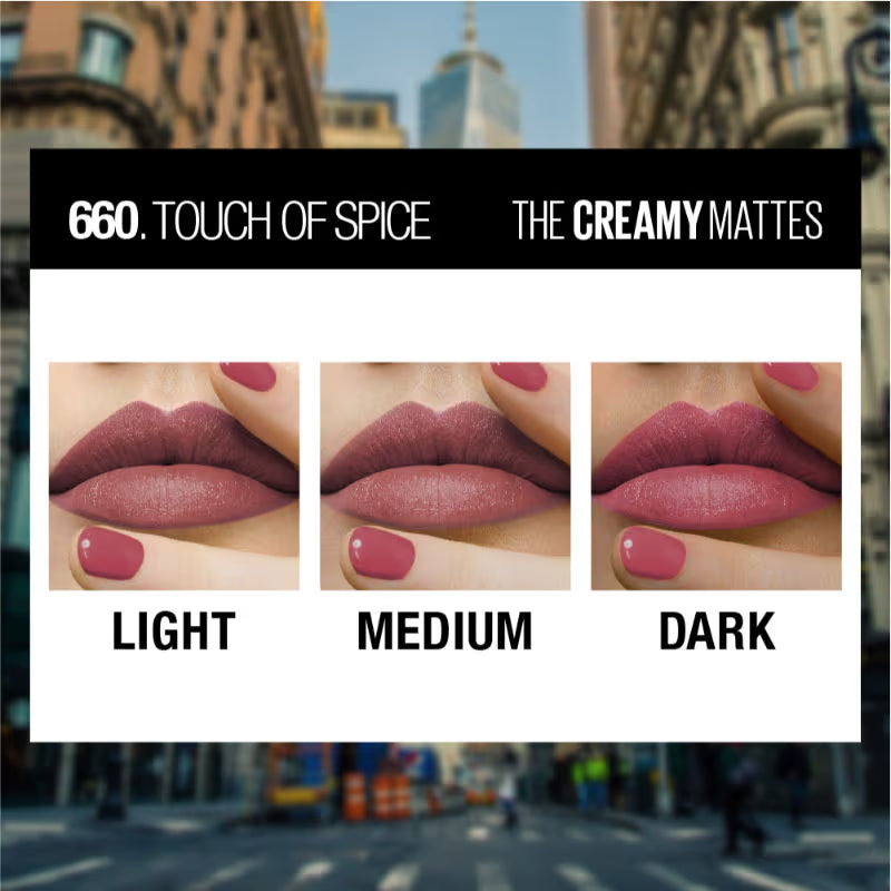 Maybelline New York Color Sensational Creamy Matte Lipstick - Touch Of Spice 3.9000000953674316 GRAM